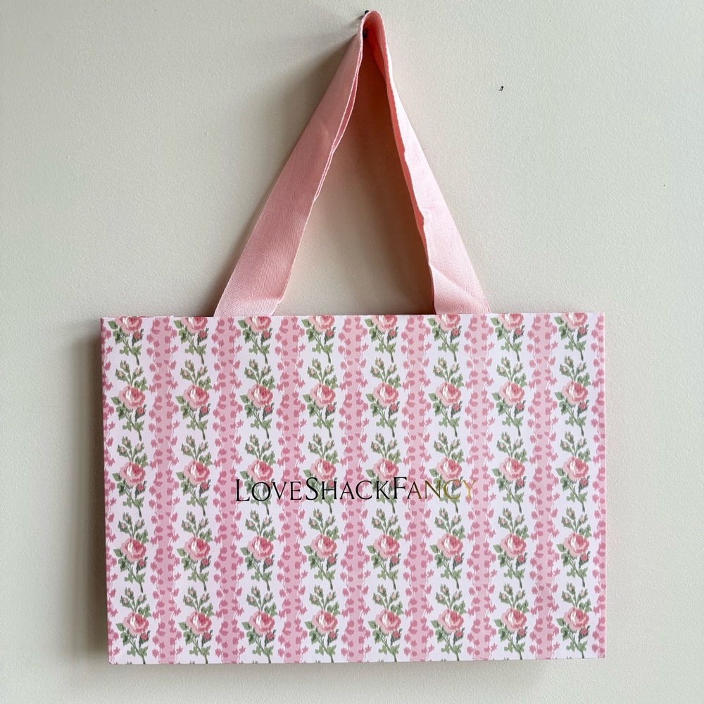 LoveShackFancy Pink and Green Floral Gift Bag